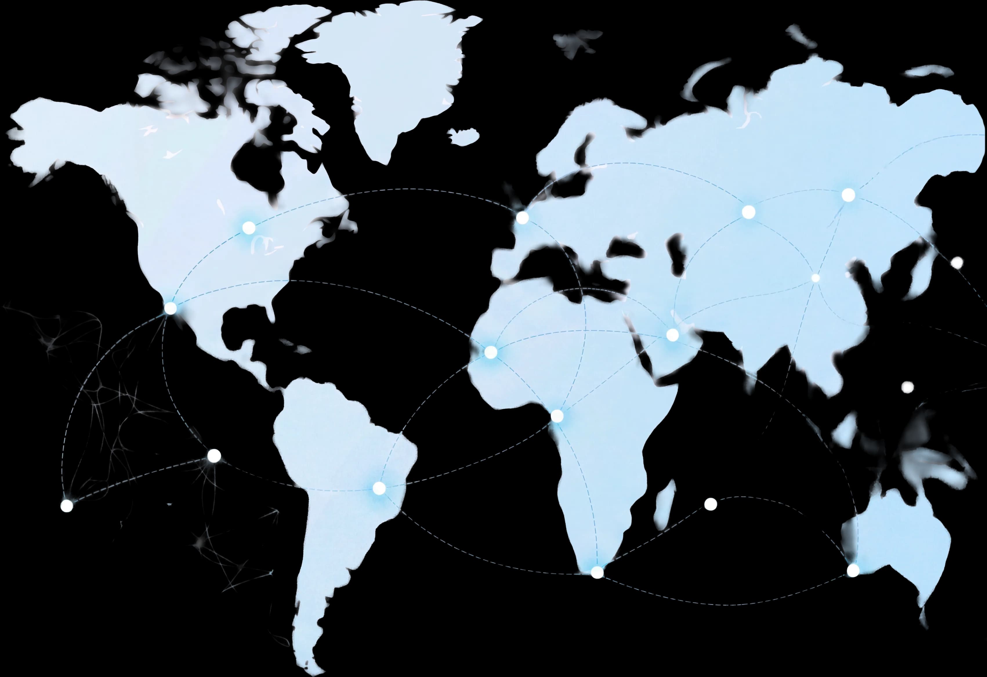 Mapa-múndi ilustrando a presença global da Interfy